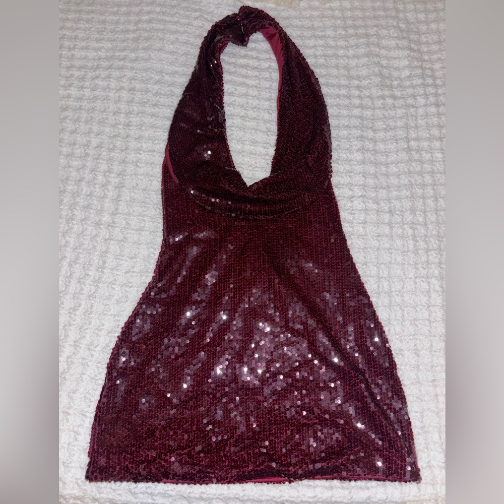 Peppermayo Burgundy Sequin dress